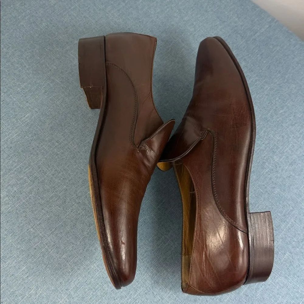 Tiger Made in Italy Brown Leather Slip-On Loafers Men’s Size 10 D Dress Shoes - Picture 6 of 11